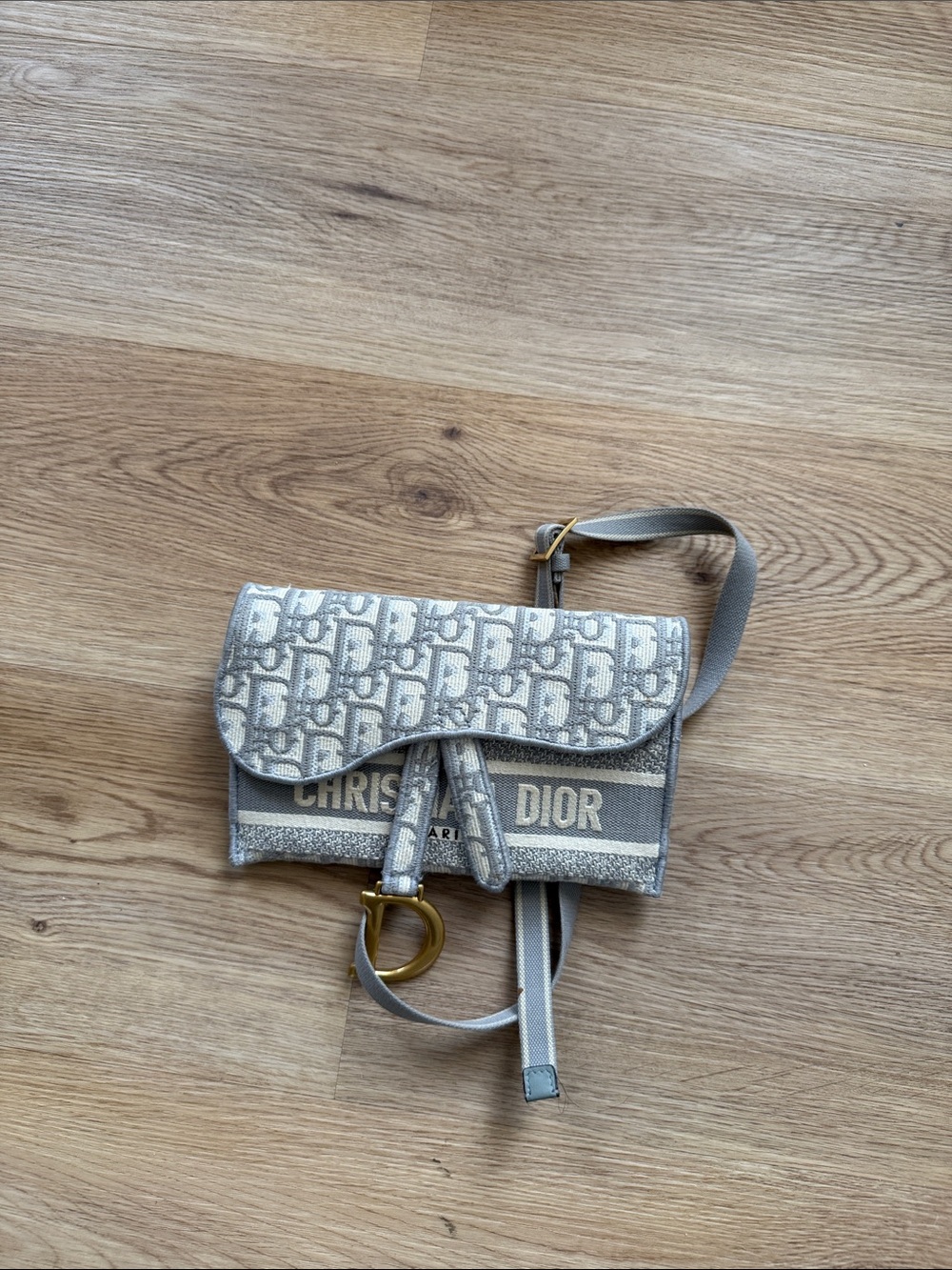 Dior Beige Gray Oblique Saddle Satchel